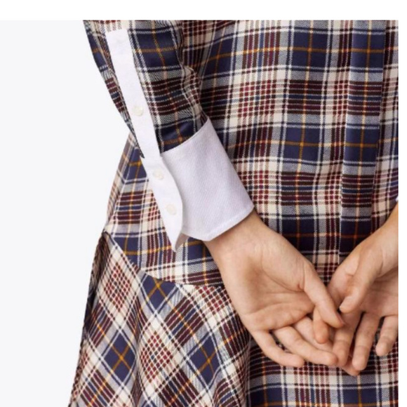 New Cora Milano Tartan Plaid Silk Shirtdress - Picture 9 of 12